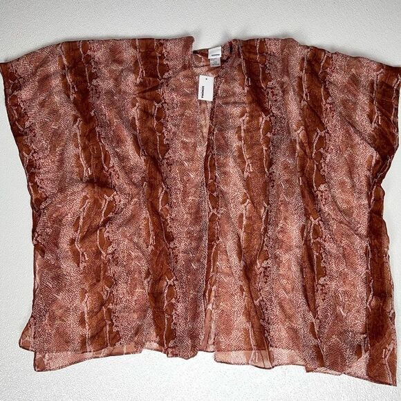 Sonoma Brown Animal Print Open Front Kimono Cover-Up One Size NWT - Picture 3 of 8